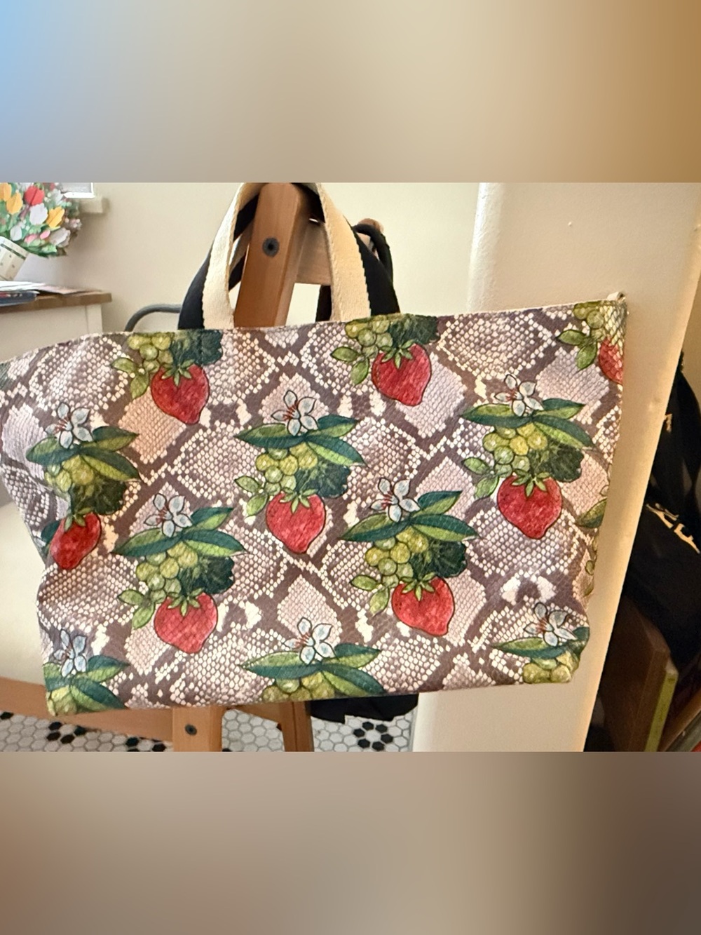 Clare V Multicolor Fruit & Floral Print Tote